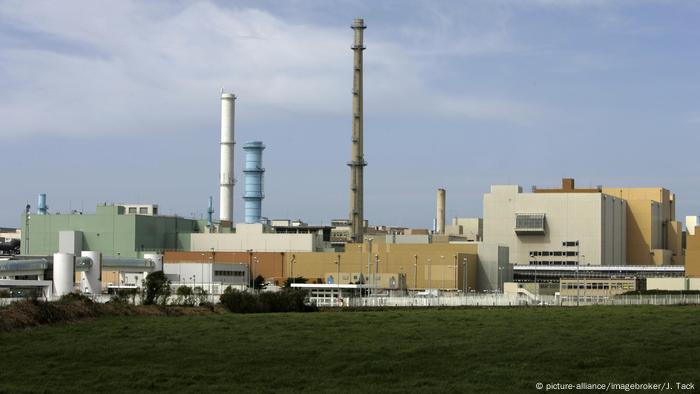 Chimneys and buildings of French reprocessing plant La Hague