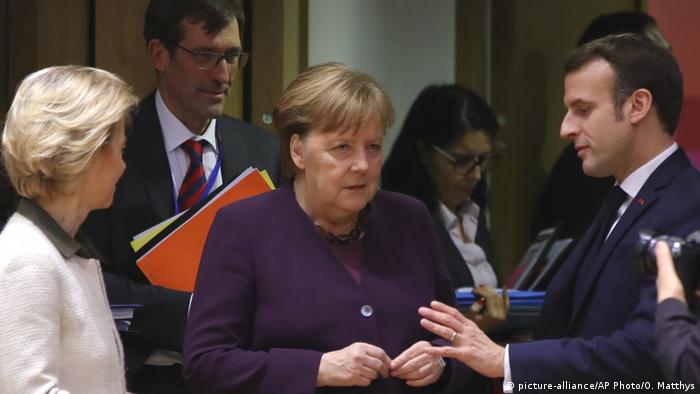 Angela Merkel, Emmanuel Macron and Usula von der Leyen