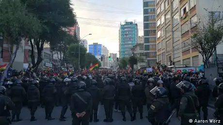 Eine Demonstration von Morales-Gegnern im November 2019