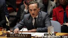 German Foreign Minister Heiko Maas speaks during the United Nations Security Council meeting on Syria (humanitarian) at the United Nations on February 27, 2020 in New York. (Photo by TIMOTHY A. CLARY / AFP) (Photo by TIMOTHY A. CLARY/AFP via Getty Images)