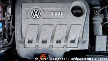 A Volkswagen turbo-diesel engine from a VW Touran, one of the models involved in the so-called Dieselgate scandal.