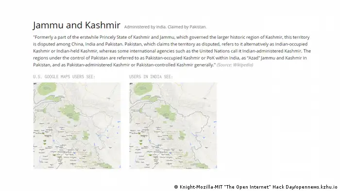 Screenshot der Seite Mozilla Open News zu Jammu und Kashmir