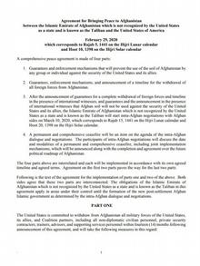 Katar Dokument Friedens-Abkommen USA mit Taliban