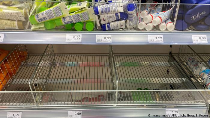 Shelves in a Hamburg supermarket