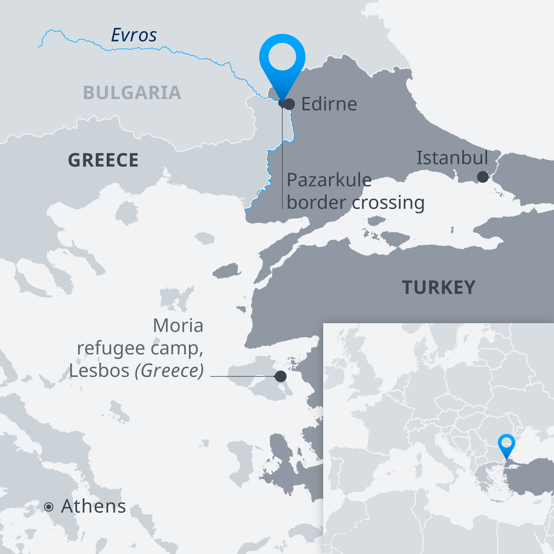 Map Of Greece And Turkey Border Migrants At Turkish-Greek Border: ′We Want Another Life′ | Europe | News  And Current Affairs From Around The Continent | Dw | 03.03.2020