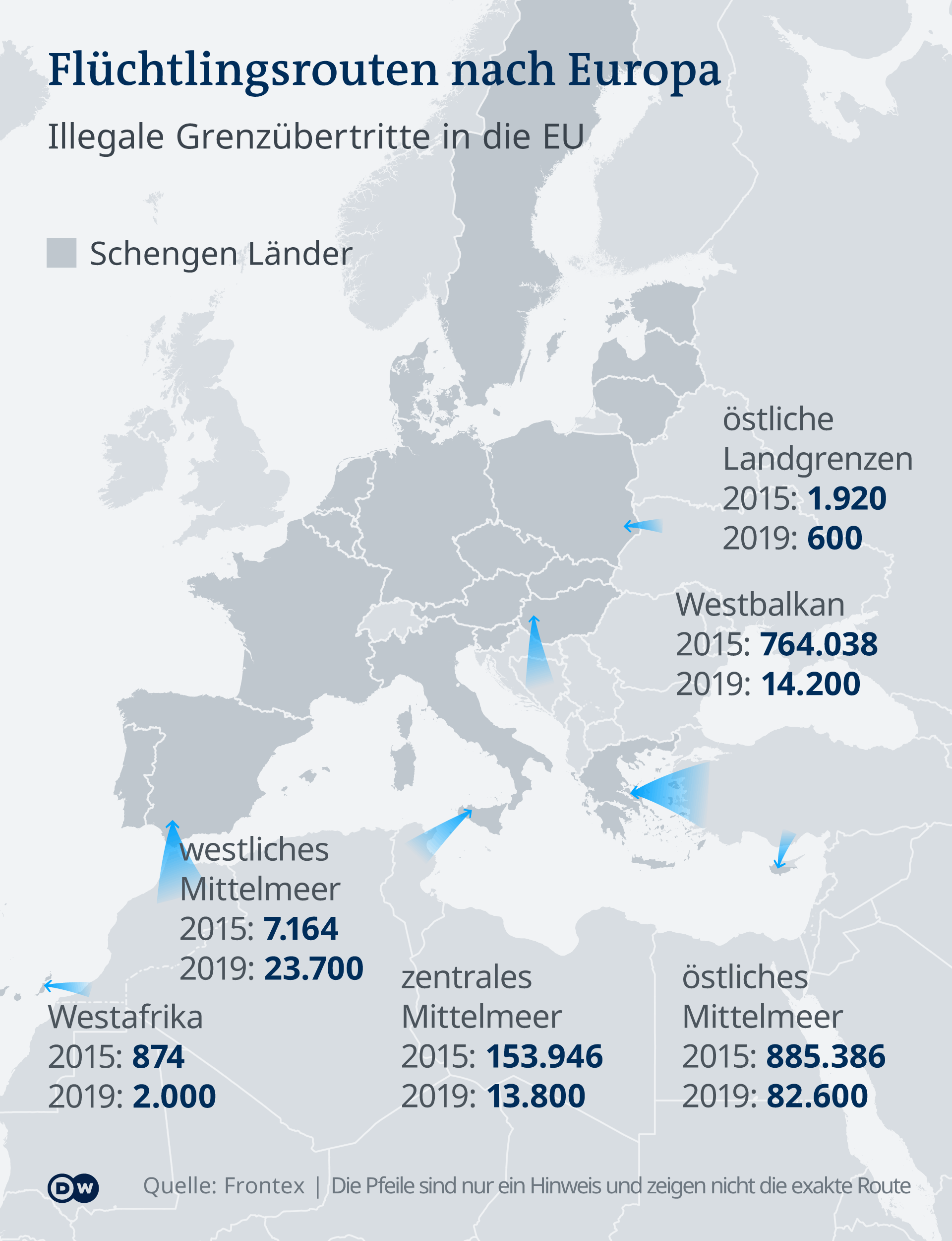 Infografik Flüchtlingsrouten nach Europa 