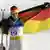 Germany's Maria Riesch holds a national flag