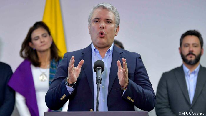Kolumbien Bogota PK Präsident Iván Duque zu Covid-19