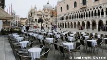 05.03.2020 *** Empty tables are pictured outside a restaurant at St Mark's Square, which is usually full of tourists, after Italy's government adopted a decree with emergency new measures to contain the coronavirus, in Venice, Italy, March 5, 2020. Italy?s tourism industry has been suffering hugely since the outbreak. REUTERS/Manuel Silvestri