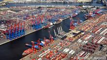 FILE PHOTO: Aerial view of containers at a loading terminal in the port of Hamburg, Germany August 1, 2018. REUTERS/Fabian Bimmer/File Photo