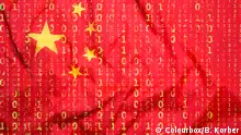 Data protection, binary code with China flag