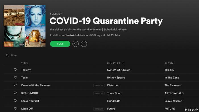 Die Spotify-Playlist COVID-19 Quarantine Party