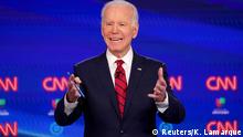 Democratic U.S. presidential candidate and former Vice President Joe Biden speaks during the 11th Democratic candidates debate of the 2020 U.S. presidential campaign, held in CNN's Washington studios without an audience because of the global coronavirus pandemic, in Washington, U.S., March 15, 2020. REUTERS/Kevin Lamarque TPX IMAGES OF THE DAY
