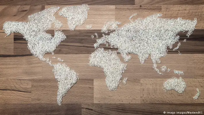 Weltkarte Reiskörner