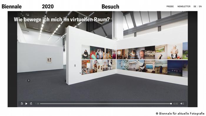 colorful photographs arranged on an exhibition wall
(Biennale für aktuelle Fotografie)