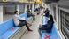 People sit in designated areas wearing masks on the subway in Indonesia People sit in designated areas wearing masks on the subway in Indonesia