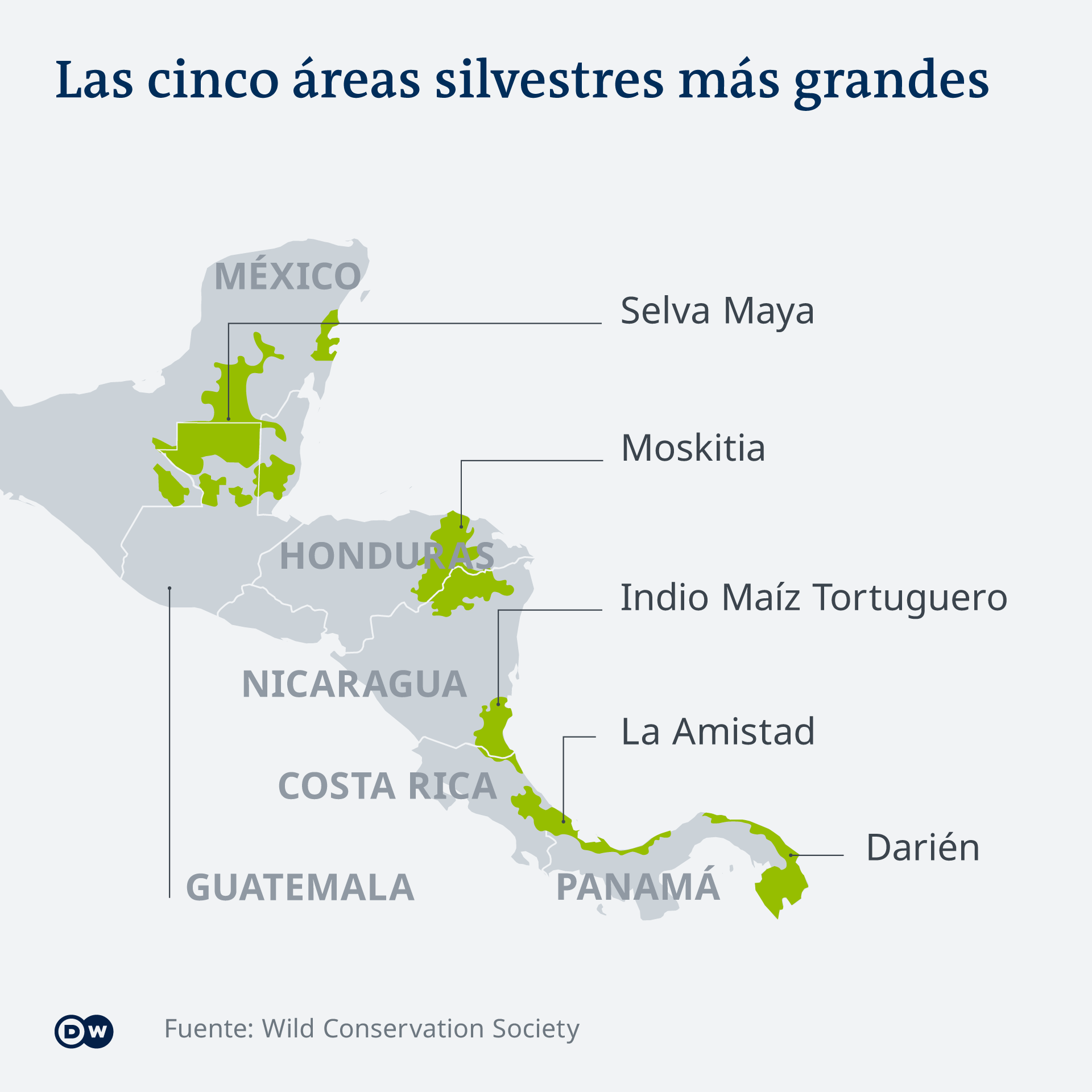 Infografik Karte Wildnisgebiete Mesoamerika ES