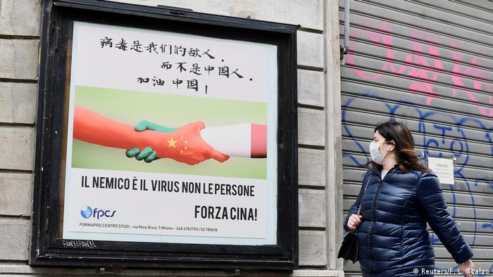 Coronavirus placard in Italy