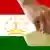Tadschikische Flagge und eine Hand, die einen Stimmzettel hält (Grafik: DW)