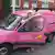 British plumber Philippa Cunningham and her bright pink van