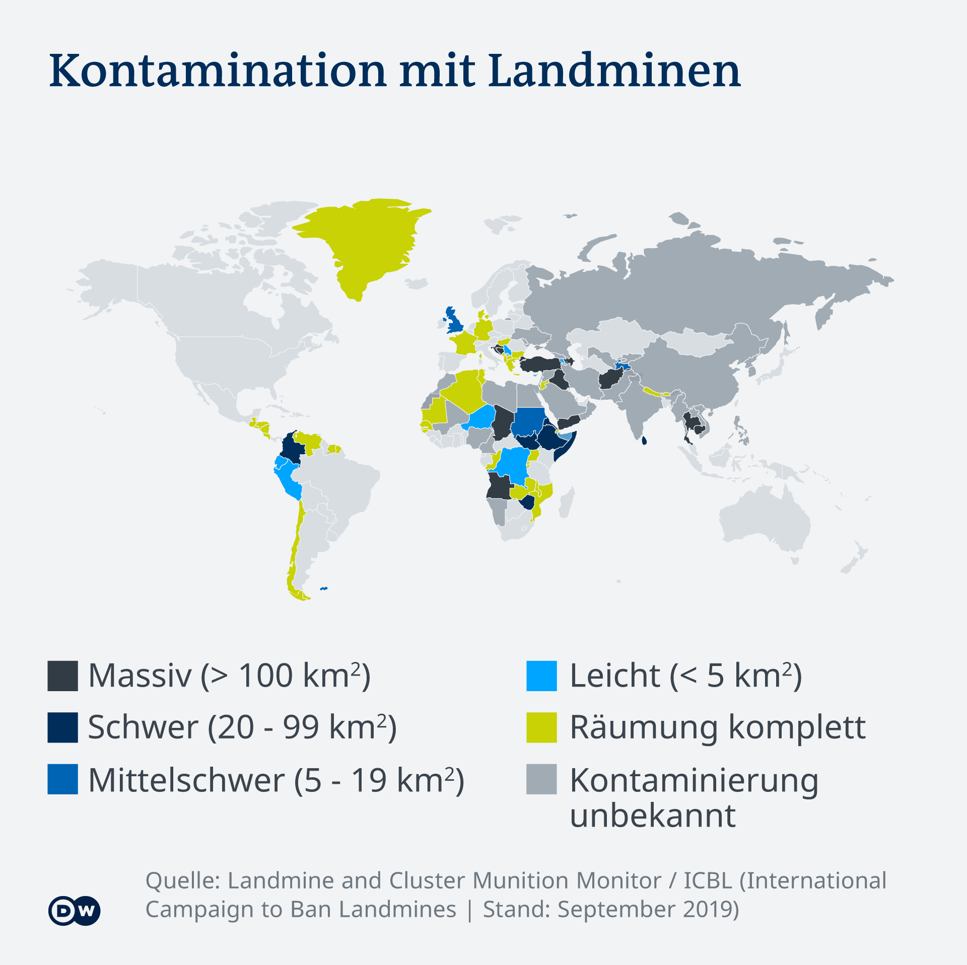 Infografik - Landminen welltweit 2019 - DE Infografik - Landminen welltweit 2019 - DE