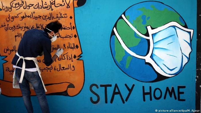 Mittlerer Osten Gazastreifen Grafitti Coronavirus Gaza