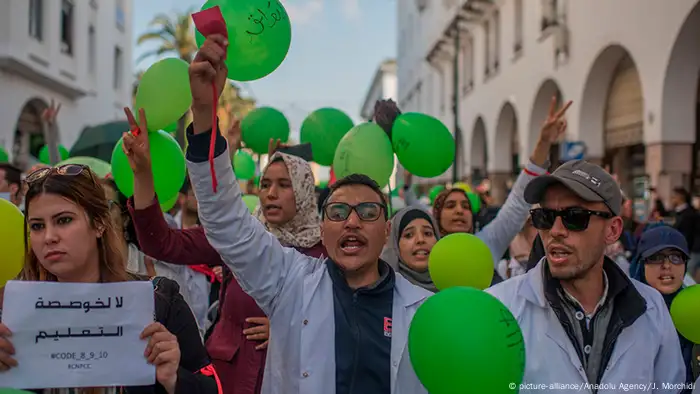جانب من الاحتجاجات في المغرب على وضع التعليم عام 2019