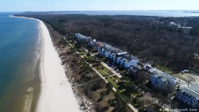 Baltic Sea, Germany, Zinnowitz coast-line seen from above.