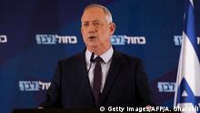 07.03.2020 *** Leader of Israel's Blue and White electoral alliance Benny Gantz delivers a statement in the central Israeli city of Ramat Gan, on March 7, 2020. (Photo by Ahmad GHARABLI / AFP) (Photo by AHMAD GHARABLI/AFP via Getty Images)