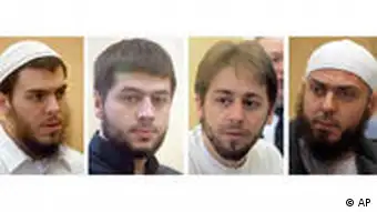 Prozess gegen Sauerland Gruppe Daniel Schneider Atilla Selek Fritz Gelowicz und Adem Yilmaz, von links