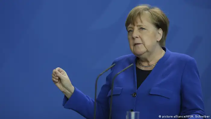 Deutschland Berlin Coronavirus - Pressekonferenz Angela Merkel (picture-alliance/AP/M. Schreiber)
