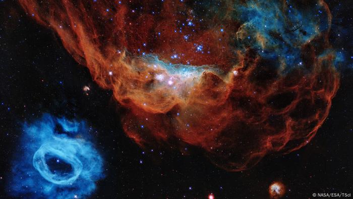 the giant nebula NGC 2014 and its neighbour NGC 2020 Galaxie (NASA/ESA/TScI)