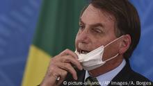 Brasilien Coronavirus Präsident Bolsonaro Mundschutz