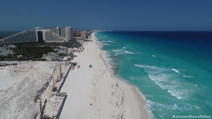 Südamerika Coronavirus Rückgang Umweltverschmutzung Cancun Beach