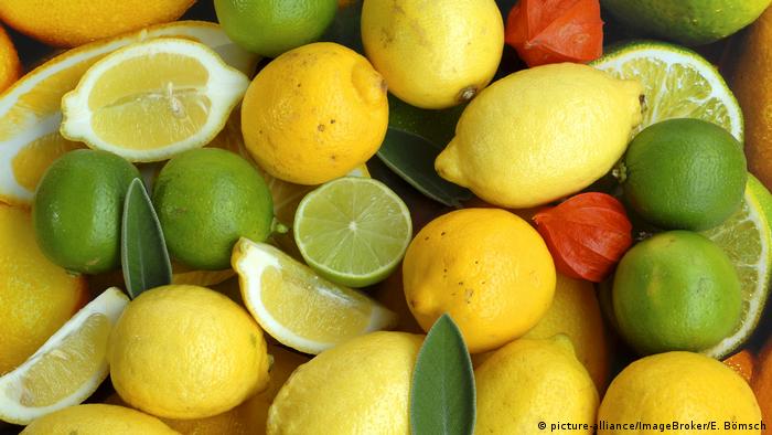 Fresh citrus fruit, lemons and limes
