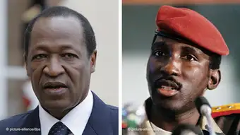 Combinaison d'images de Blaise Compaore (gauche) et Thomas Sankara