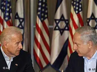 美国副总统拜登(左)在访问期间与与以色列总理内塔尼亚胡会谈(摄于2010年3月9日)