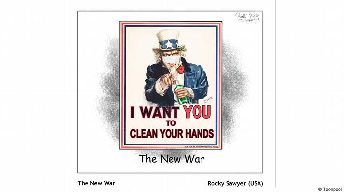 Cartoon mit dem Titel 'The New War' (von Rocky Sawyer aus den USA)