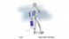 Drawing of a male statue carrying a bg of toilet paper and waering a face mask Drawing of a male statue carrying a bg of toilet paper and waering a face mask