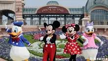 Disney characters Mickey Mouse, Minnie Mouse, Donald Duck and Daisy Duck are seen at Shanghai Disney Resort as the Shanghai Disneyland theme park reopens following a shutdown due to the coronavirus disease (COVID-19) outbreak, in Shanghai, China May 11, 2020. REUTERS/Aly Song