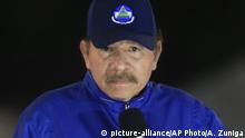 FILE - In this March 21, 2019 file photo, Nicaragua's President Daniel Ortega speaks during the inauguration ceremony of a highway overpass in Managua, Nicaragua. After not appearing in public for 34 days, Ortega spoke to the nation on Wednesday, April 15, 2020, and said that the country is fighting patiently against the new coronavirus pandemic. (AP Photo/Alfredo Zuniga, File) |
