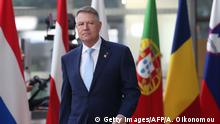Romania's President Klaus Werner Iohannis arrives for the second day of a special European Council summit in Brussels on February 21, 2020, held to discuss the next long-term budget of the European Union (EU). (Photo by Aris Oikonomou / AFP) (Photo by ARIS OIKONOMOU/AFP via Getty Images)