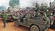 French soldiers drive through a refugee camp near Butare, Rwanda, in 1994 French soldiers drive through a refugee camp near Butare, Rwanda, in 1994