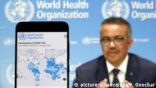 April 29, 2020, Ukraine: In this photo illustration the World Health Organization (WHO) Director General Tedros Adhanom Ghebreyesus is seen on a screen of pc and a WHO coronavirus cases map displayed..The number of the COVID-19 coronavirus confirmed cases in the United States exceeded one million and exceeded three million in the world, according of COVID-19 Dashboard by the Center for Systems Science and Engineering (CSSE) at Johns Hopkins University (JHU). The World Health Organization declared the coronavirus a global pandemic on 11 March 2020. (Credit Image: © Pavlo Gonchar/SOPA Images via ZUMA Wire |