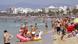 A packed beach in Mallorca, Spain A packed beach in Mallorca, Spain