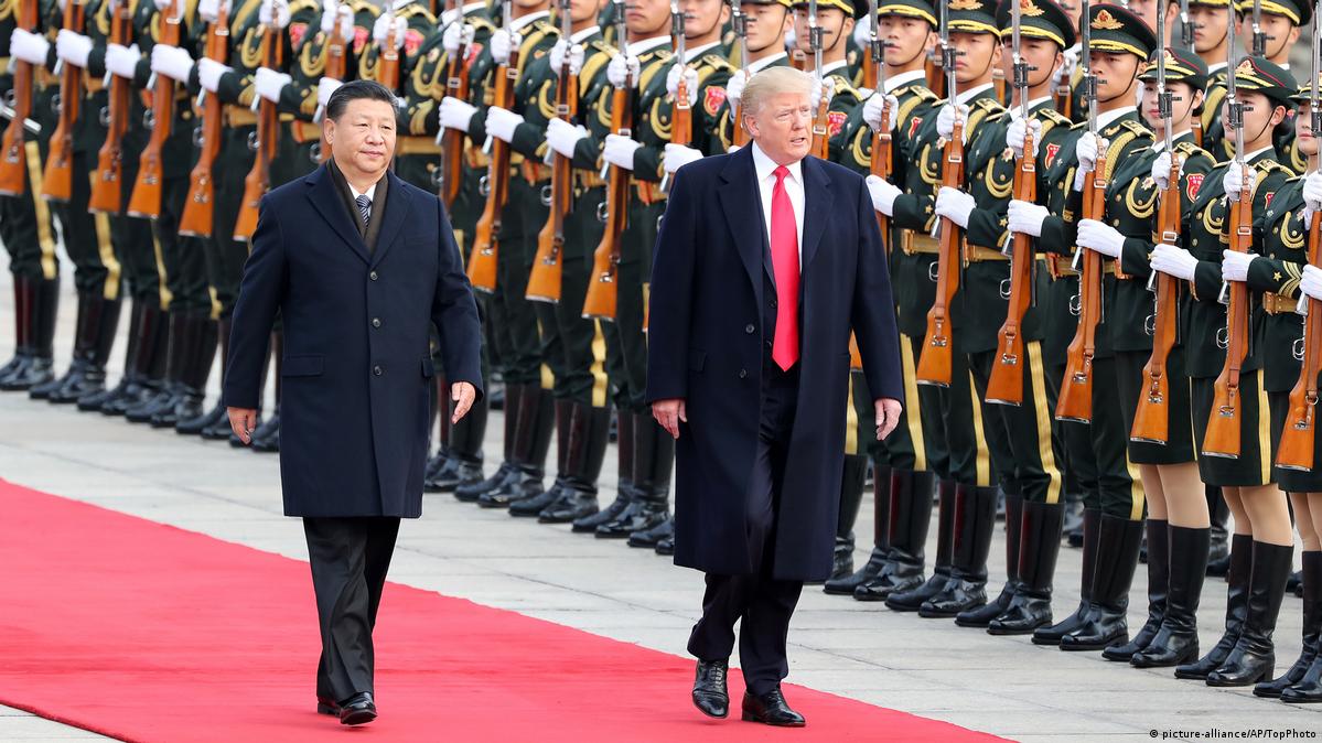 图为特朗普2017年第一次任期内访北京