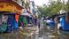 Indien Sturm Amphan Markt Straße Überschwemmung Indien Sturm Amphan Markt Straße Überschwemmung