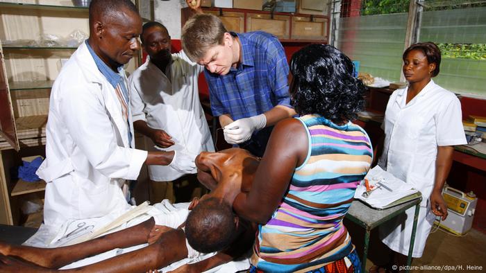 A person recieving HIV treatment in Africa