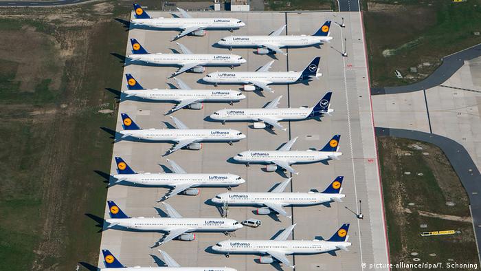Lufthansa planes parked at Berlin's BER Airport 