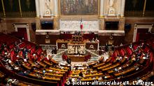 27.05.2020 *** General view of the hemicycle during the debate at Palais Bourbon, home of the French National Assembly, ahead of the vote on StopCovid app, on May 27, 2020 in Paris, as France eases lockdown measures taken to curb the spread of the COVID-19 pandemic, caused by the novel coronavirus. Photo by Raphael Lafargue/ABACAPRESS.COM |
